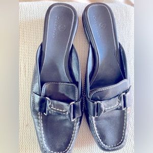 Cole Haan black leather slip-ons, size 8